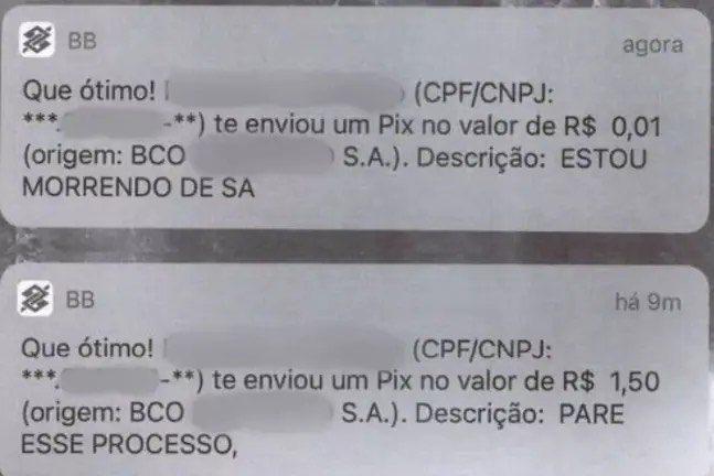 Idoso é preso por mandar pix de R$ 0,01 para ex-mulher:  Idoso é preso por mandar pix de R$ 0,01 para ex-mulher: 'estou com saudades'