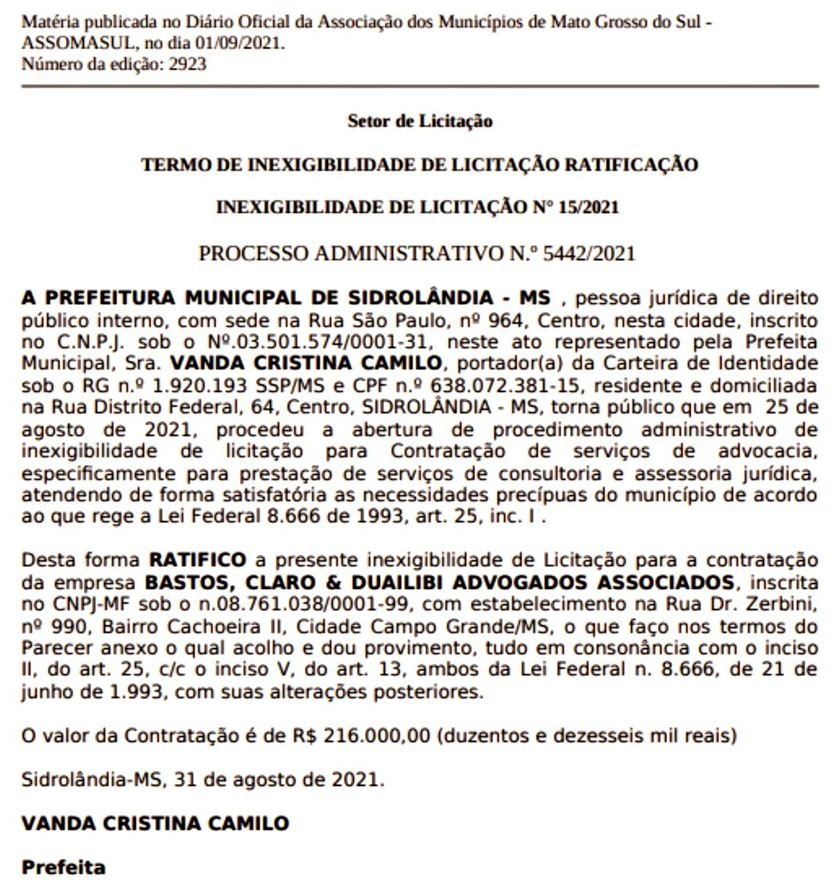VANDA contrata escritório da esposa de GERSON CLARO por R$ 216.000,00 e Deputado nomeia irmão da prefeita VANDA contrata escritório da esposa de GERSON CLARO por R$ 216.000,00 e Deputado nomeia irmão da prefeita