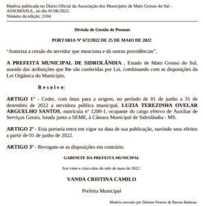 VANDA CAMILO cede servidora com “ÔNUS” para a Câmara Municipal VANDA CAMILO cede servidora com “ÔNUS” para a Câmara Municipal