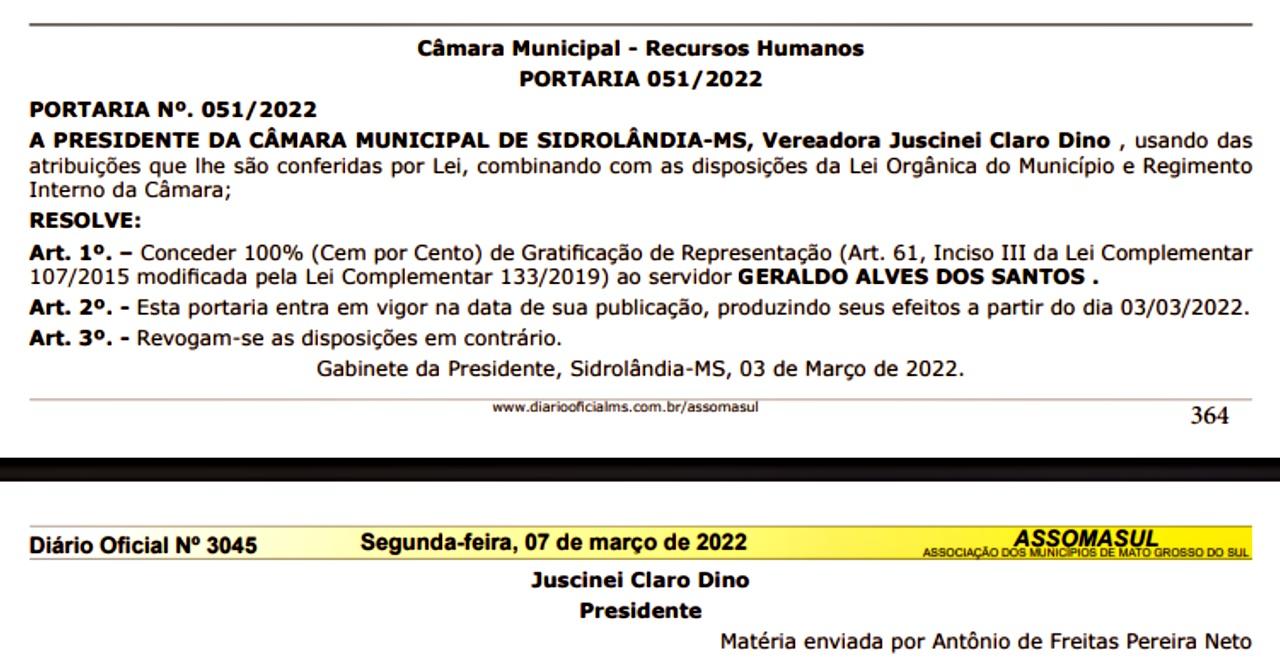 JUSCINEI CLARO exonera o Procurador-Geral da Câmara Municipal de Sidrolândia JUSCINEI CLARO exonera o Procurador-Geral da Câmara Municipal de Sidrolândia
