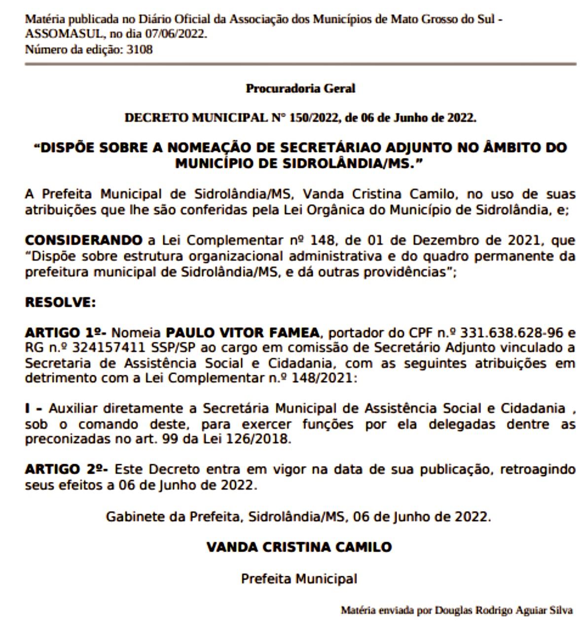Prefeita nomeou 14 “COMISSIONADOS” no mês de “JUNHO” Prefeita nomeou 14 “COMISSIONADOS” no mês de “JUNHO”
