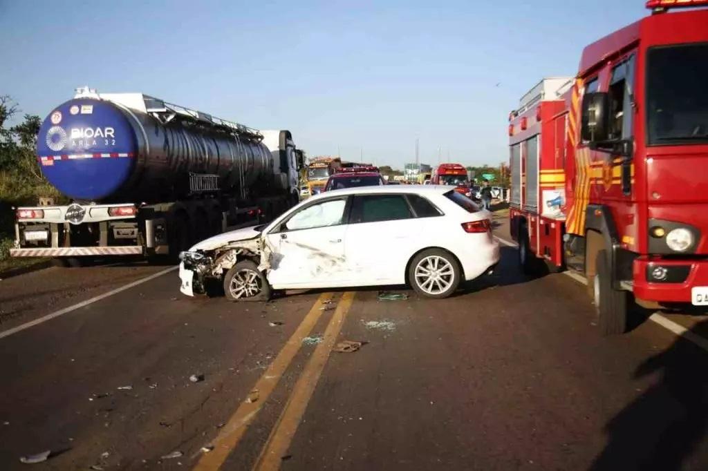 Condutor de Audi dorme ao volante e causa colisão com dois caminhões no anel rodoviário de Campo Grande e Sidrolândia. Condutor de Audi dorme ao volante e causa colisão com dois caminhões no anel rodoviário de Campo Grande e Sidrolândia.