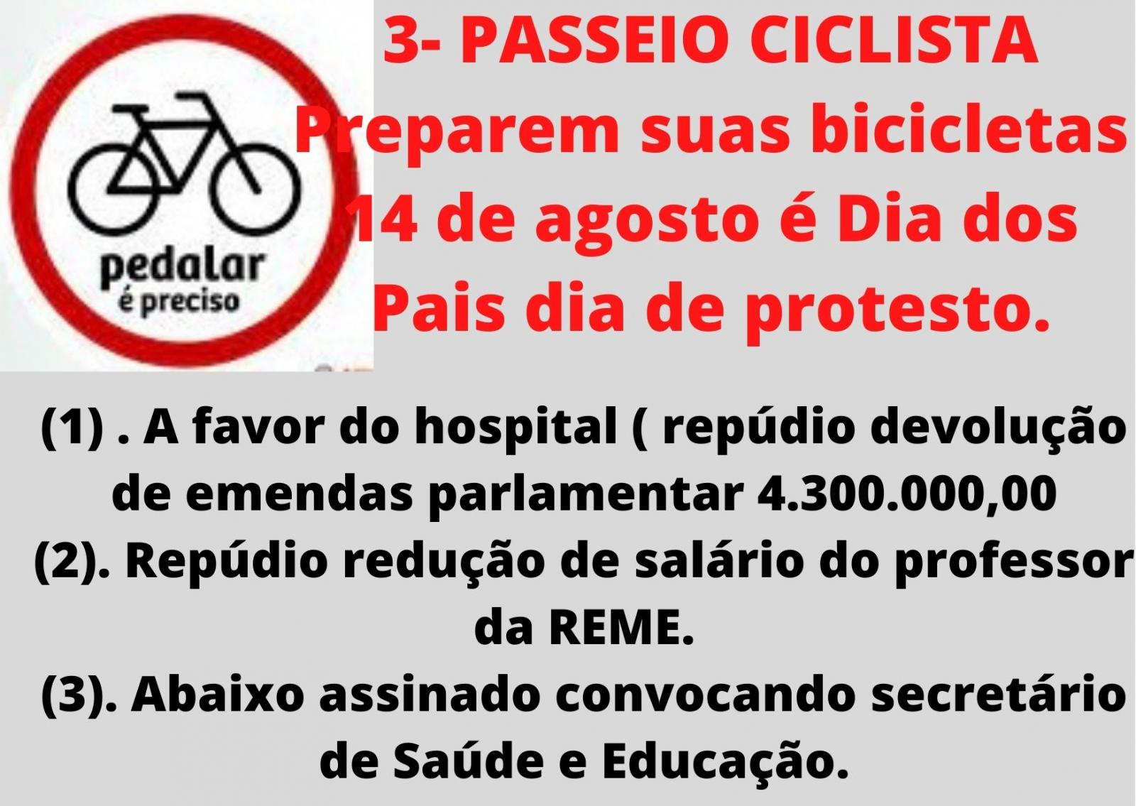 È HOJE. 3- PASSEIO CICLISTA Preparem suas bicicletas 14 de agosto é Dia dos Pais dia de protesto. È HOJE. 3- PASSEIO CICLISTA Preparem suas bicicletas 14 de agosto é Dia dos Pais dia de protesto.