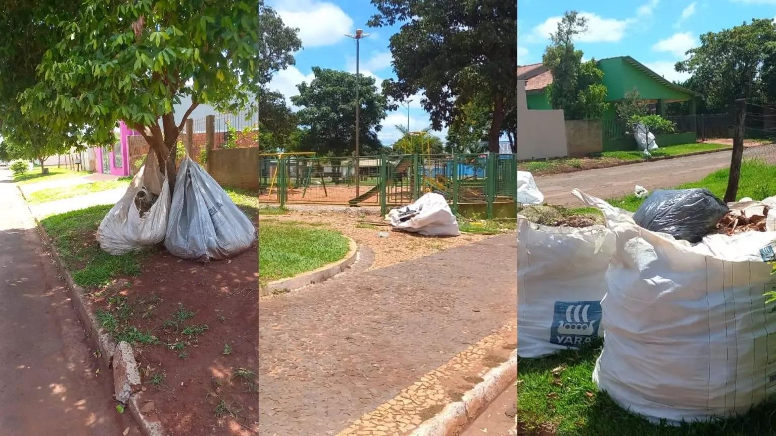 Sacos de lixo gigantes espalhados pelas ruas revoltam moradores de Sidrolândia Sacos de lixo gigantes espalhados pelas ruas revoltam moradores de Sidrolândia