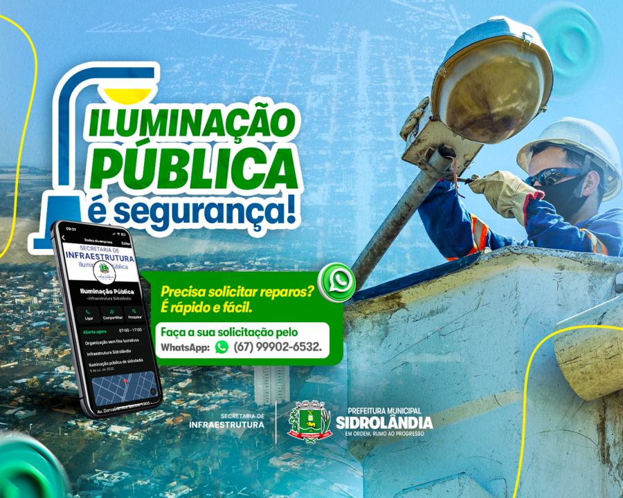 Prefeitura de Sidrolândia disponibiliza número de telefone para solicitações de iluminação pública Prefeitura de Sidrolândia disponibiliza número de telefone para solicitações de iluminação pública