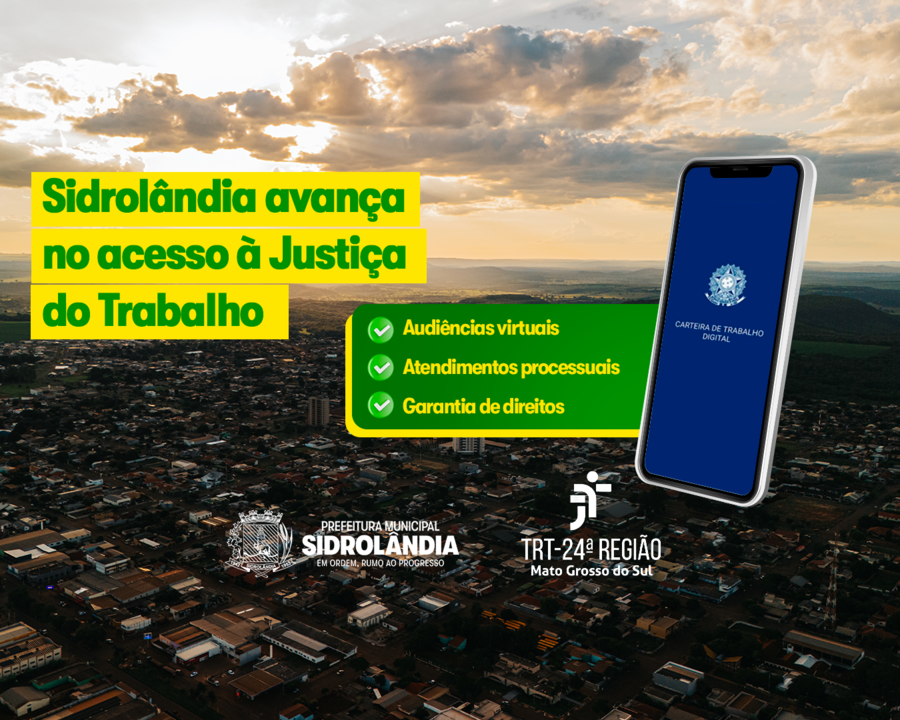 Prefeitura de Sidrolândia e TRT firmam acordo para ampliar acesso da população à Justiça do Trabalho Prefeitura de Sidrolândia e TRT firmam acordo para ampliar acesso da população à Justiça do Trabalho