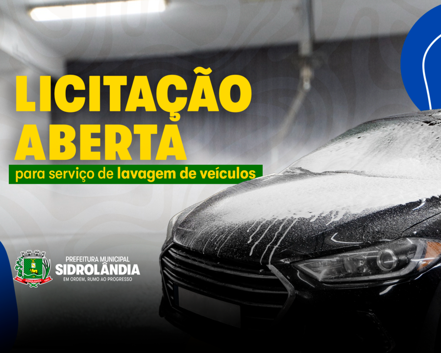 Prefeitura de Sidrolândia abre licitação para contratação de empresa especializada em lavagem de veículos Prefeitura de Sidrolândia abre licitação para contratação de empresa especializada em lavagem de veículos